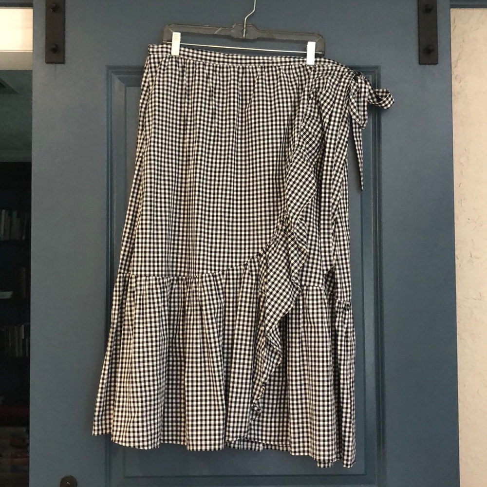 Black and White Gingham Wrap Skirt